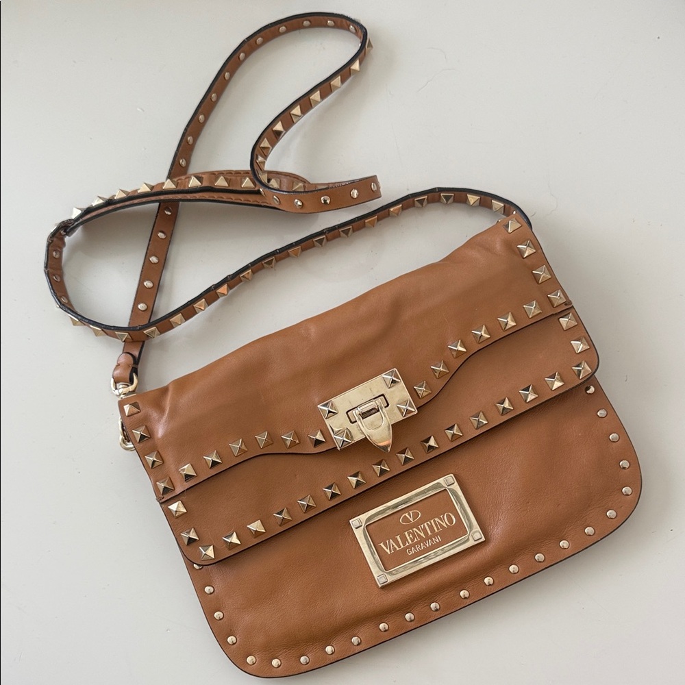 Valentino Garavani Tan Studded Crossbody Bag